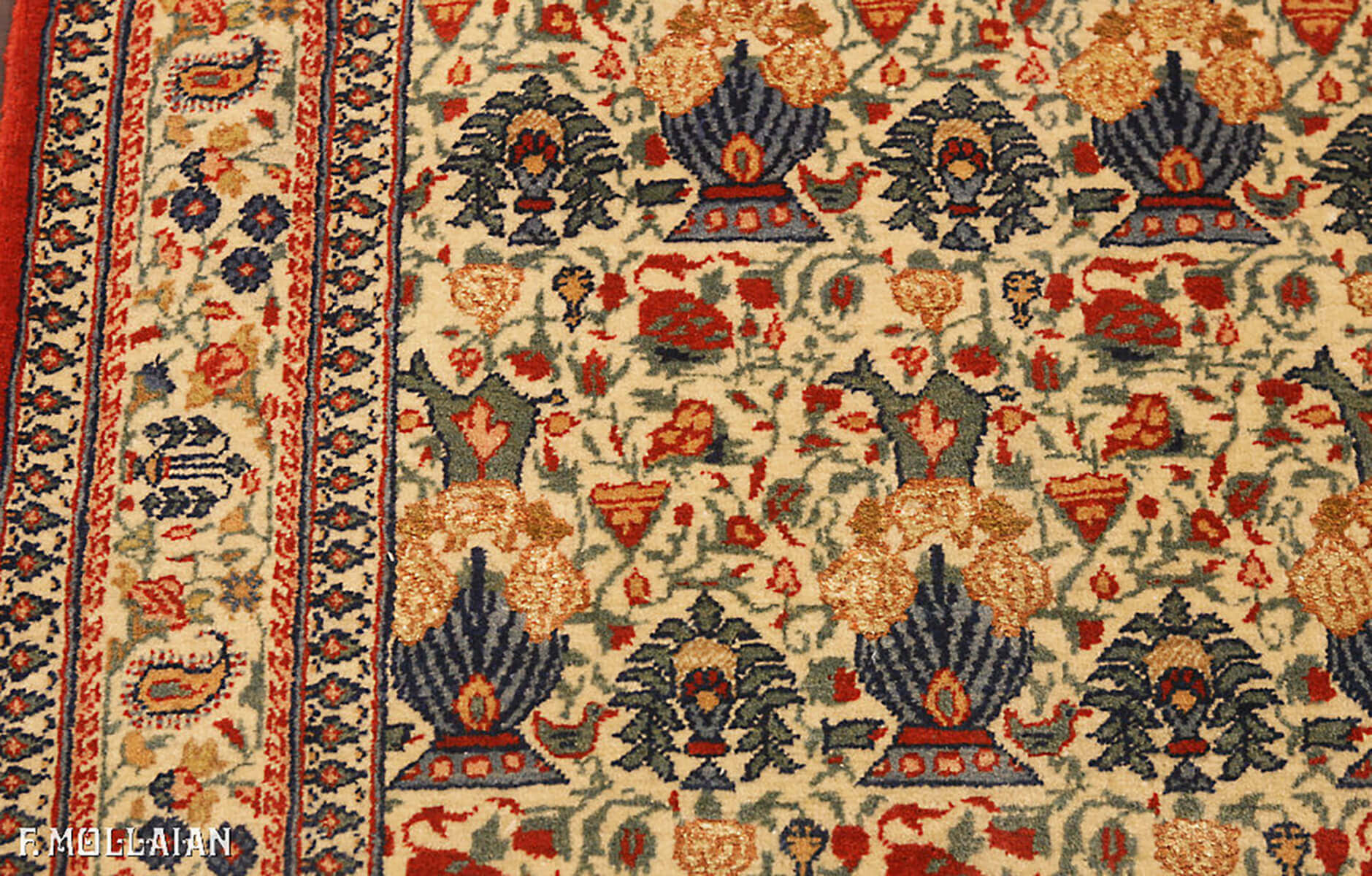فرش نیمه آنتیک تهران گل ابریشم کد:۷۲۸۲۸۷۱۸
